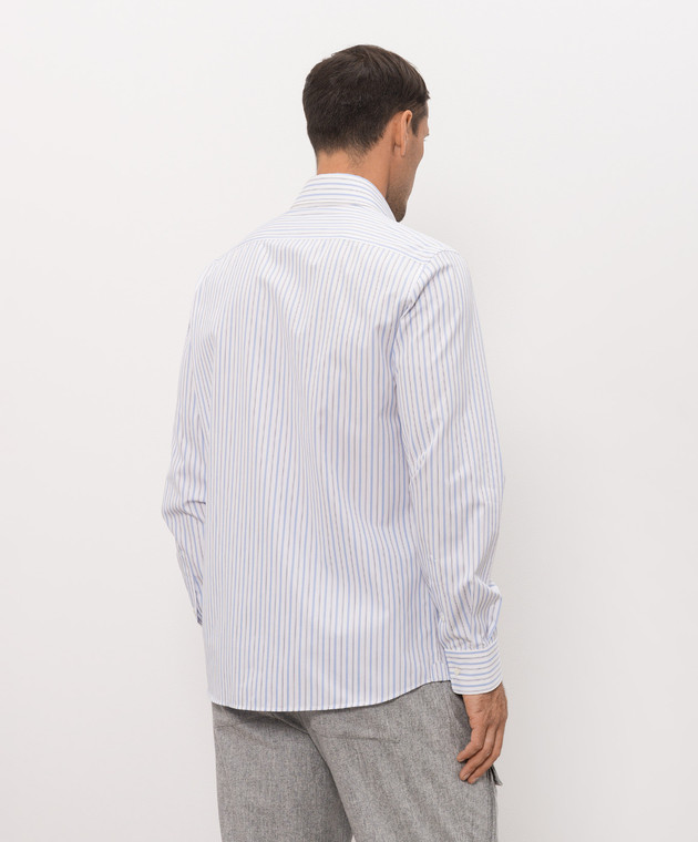 Brunello Cucinelli Белая рубашка в полоску MY6580627 изображение 4