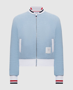 Thom Browne Блакитна спортивна куртка з нашивкою логотипа FJT436AJ0194