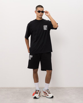 Off-White Черные шорты с принтом логотипа 44MCI013F26F005