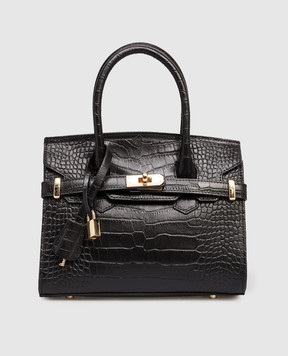 Gianni Notaro Черная кожаная сумка Cocco с тиснением под кожу крокодила 414COCCOORO