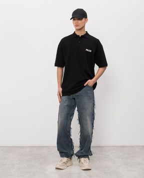 Vetements Чорне поло з вишивкою ME76PO226B
