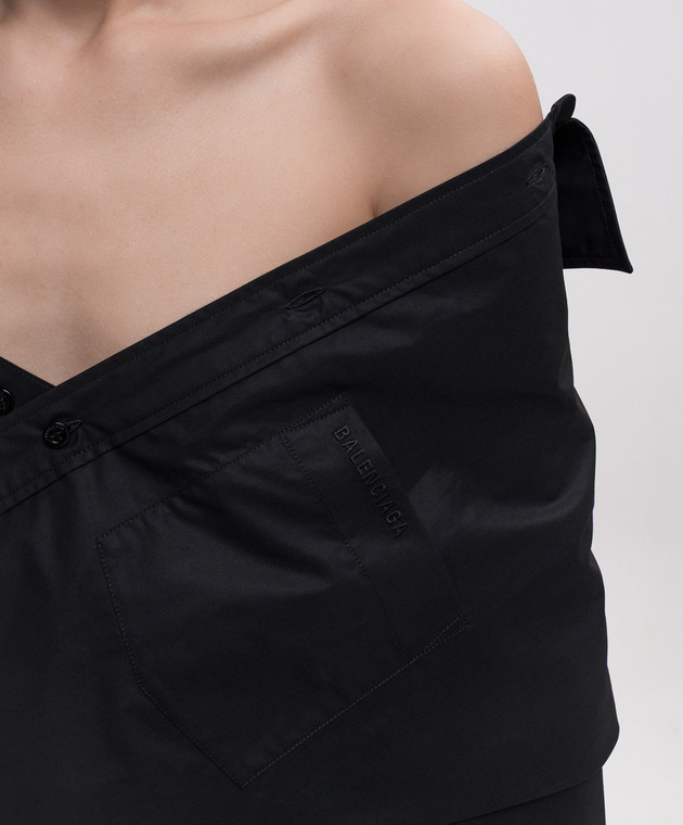 Balenciaga Черная рубашка с открытыми плечами 872123TRM28 изображение 5