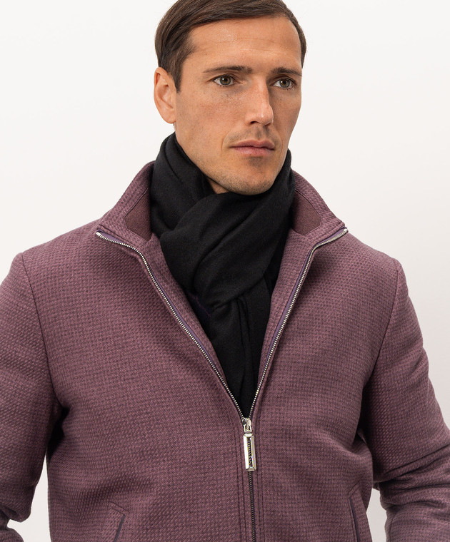 Stefano Ricci Черный шарф из кашемира с бахромой MWA63000806853 изображение 2