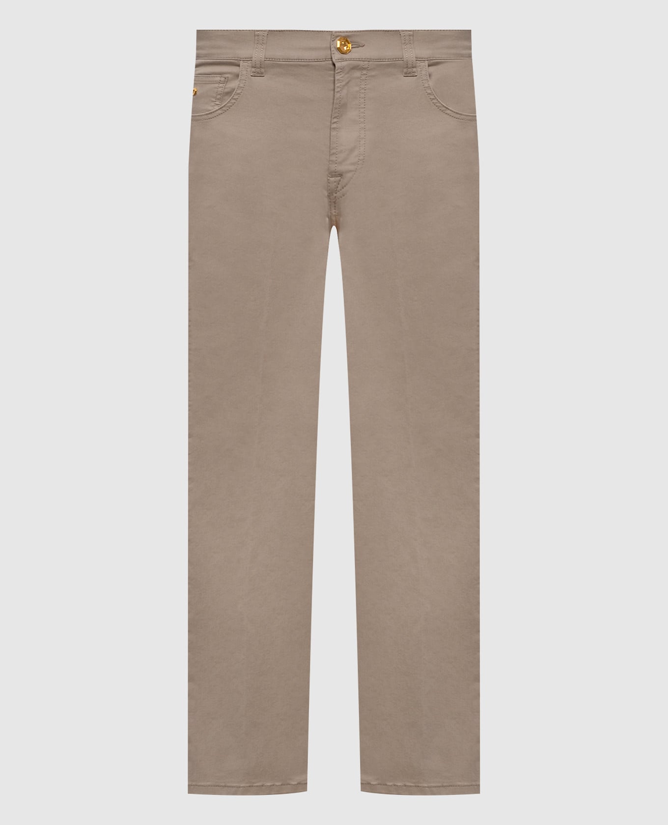 Бежевые джинсы с логотипом патча