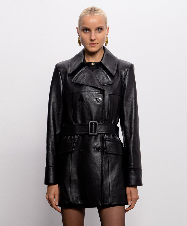 Saint Laurent Черная кожаная двубортная куртка 876892YCQT2 изображение 3