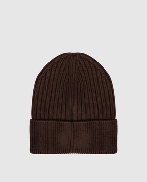 Moncler Grenoble Коричневая шапка из шерсти с эмблемой K20973B0000704761