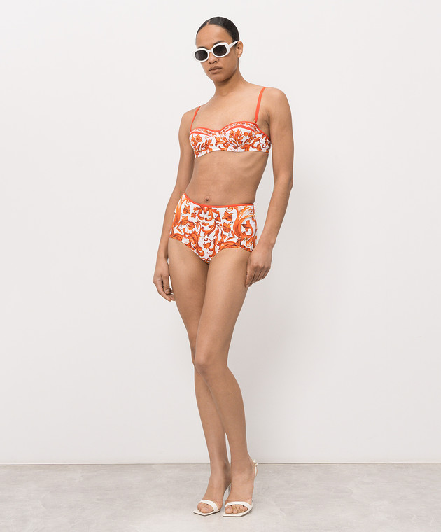 Dolce&Gabbana Білий купальник в брендовий принт з фактурним логотипом O8A27JONO19 зображення 2
