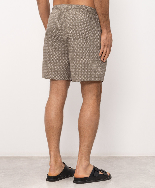 Brunello Cucinelli Зеленые шорты для плавания в узор с вышивкой эмблемы MR847043P изображение 3
