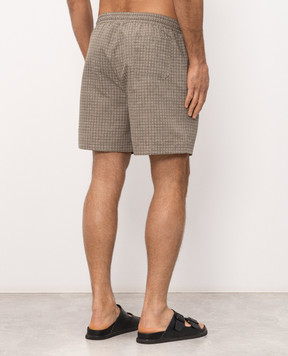 Brunello Cucinelli Зеленые шорты для плавания в узор с вышивкой эмблемы MR847043P