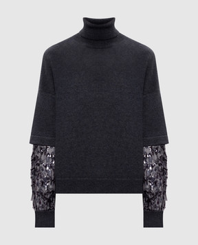 Brunello Cucinelli Серый свитер из кашемира с пайетками M12730003