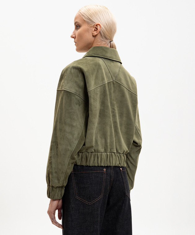 Babe Pay Pls Зеленая замшевая укороченная куртка 2523SUEDE изображение 4