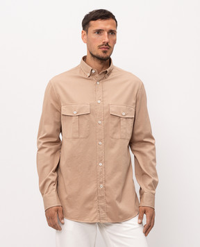 Brunello Cucinelli Бежева сорочка з бавовни MA6710628P