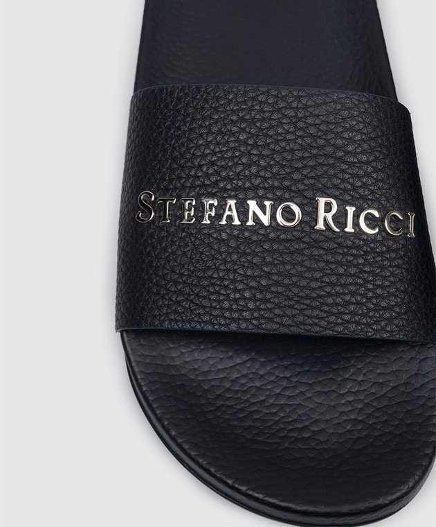 Stefano Ricci Синие кожаные слайдеры UG31G761VD изображение 5