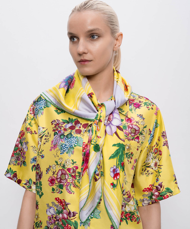 MANTERO 1902 Жовта хустка Petals & Pies із шовку 0904F0030G56414 зображення 2