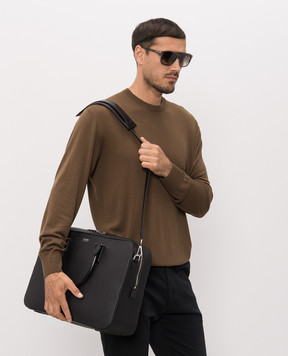 Tom Ford Чорний шкіряний портфель з принтом логотипа H0755LCL213S