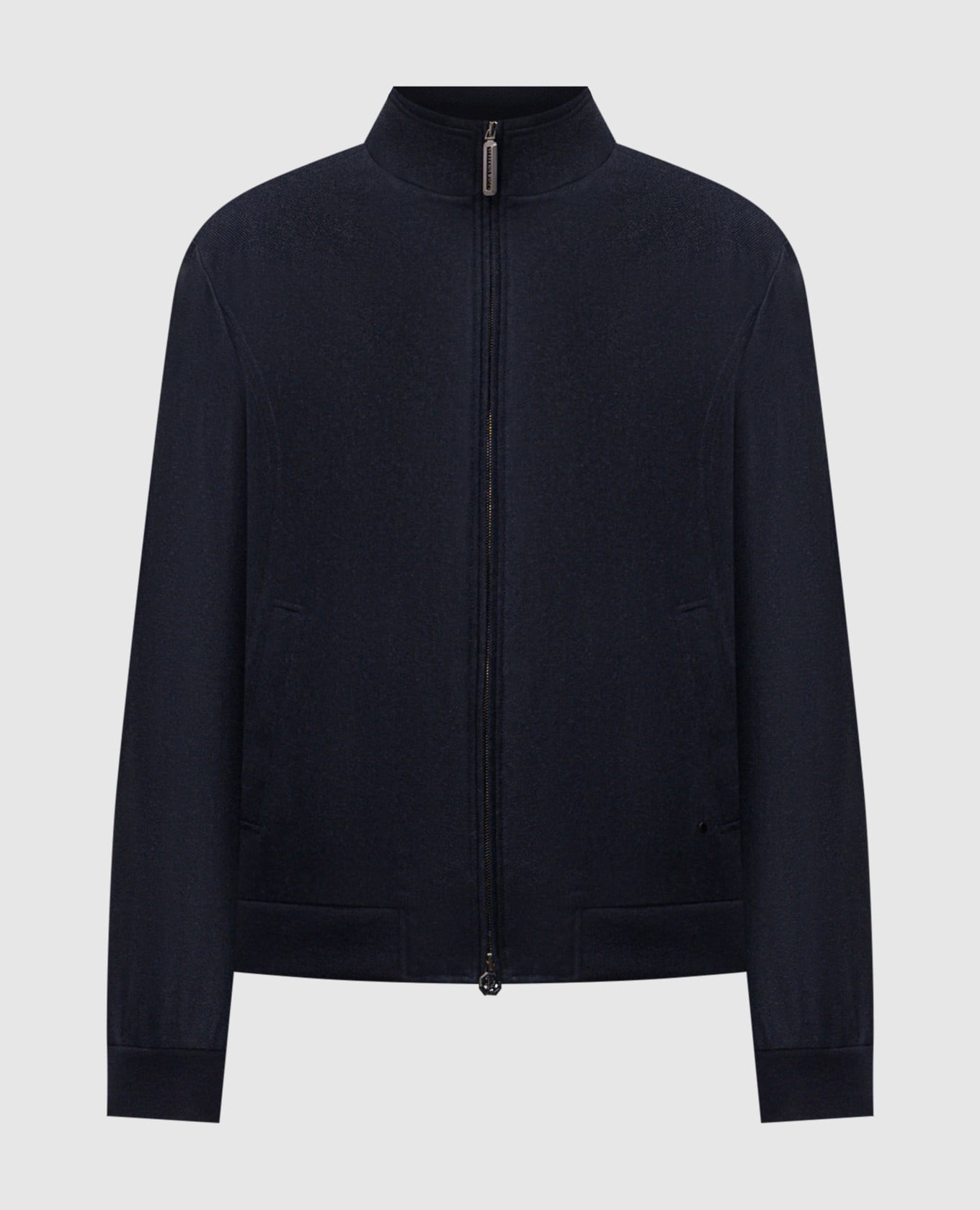 Синяя куртка из шерсти и кашемира с эмблемой