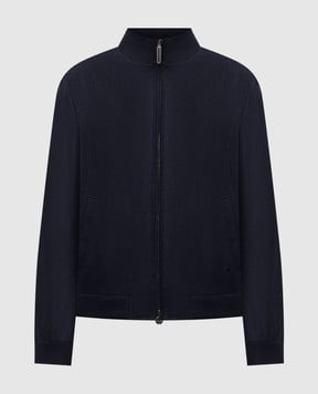 Stefano Ricci Синя куртка з вовни та кашеміру з емблемою M7J5400460MA0020