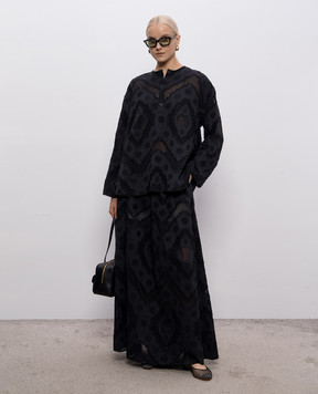 Agnona Чорна спідниця максі в тканий візерунок TG1111XJ2001