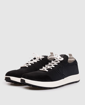 Kiton Чорні кросівки з вишивкою монограми USSA031N01217