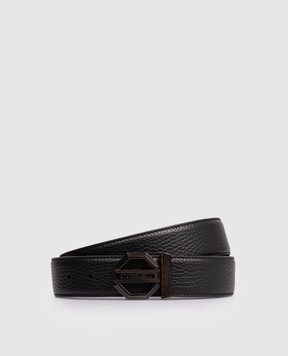 Stefano Ricci Черный кожаный ремень с логотипом N382VDC554U