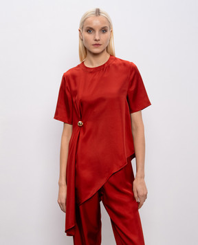 Loulou de Saison Терракотовая асимметричная блуза MADEA из шелка MADEA