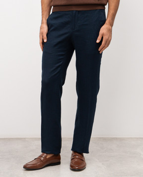 Kiton Сині штани з льону UPN01H09690