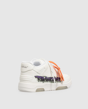 Off-White Белые кожаные кроссовки Out Of Office с принтом OF06003510