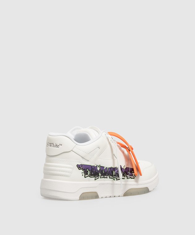 Off-White Белые кожаные кроссовки Out Of Office с принтом OF06003510 изображение 3