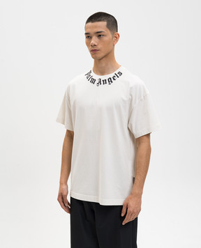 Palm Angels Футболка цвета айвори с контрастным логотипом PMAA109S26JER008