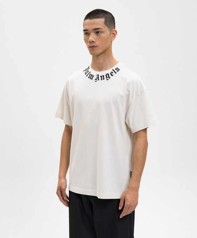 Palm Angels Футболка кольору айворі з контрастним логотипом PMAA109S26JER008 зображення 3