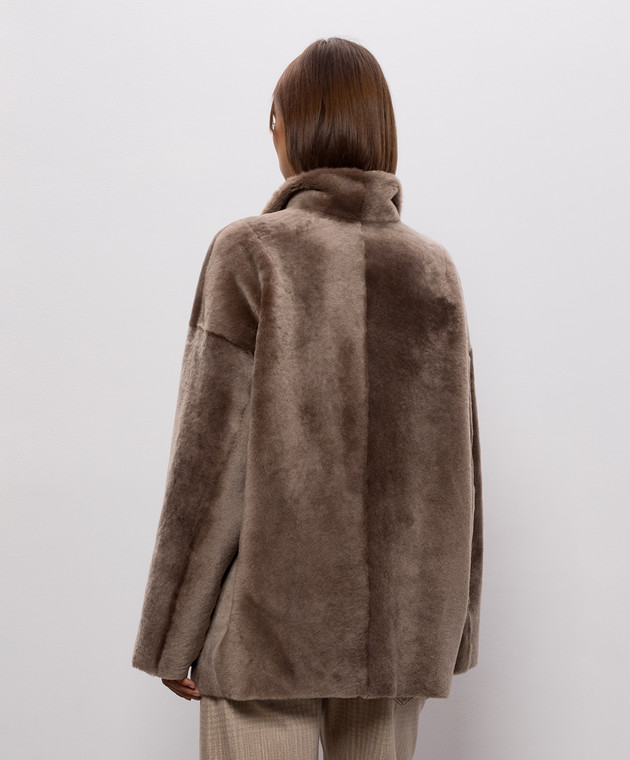 Babe Pay Pls Коричневая дубленка 2323MERINO изображение 4