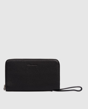 Santoni Чорний великий гаманець з тисненням логотипа UFPPA2886FOAITB