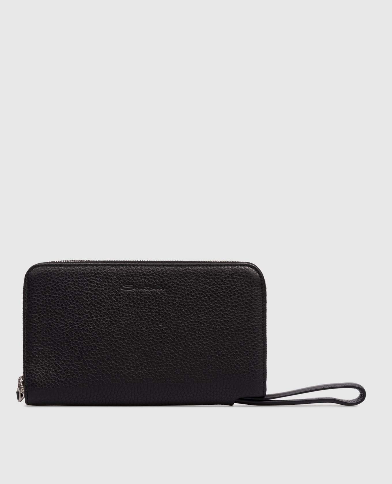 Черный большой кошелек с тиснением логотипа