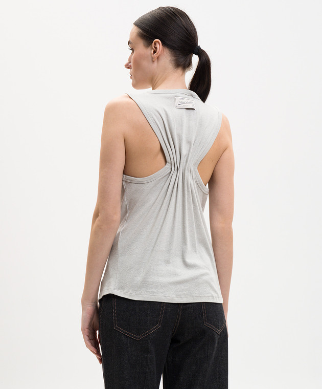 Victoria Beckham Сірий топ з льоном 1226JTP007237A зображення 4