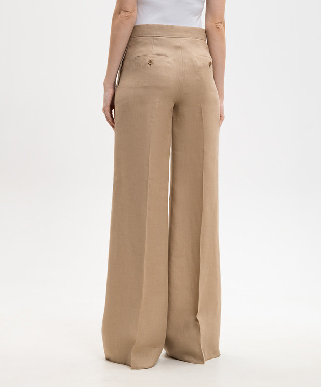 Max Mara Коричневые брюки из льна MXSBIG изображение 4