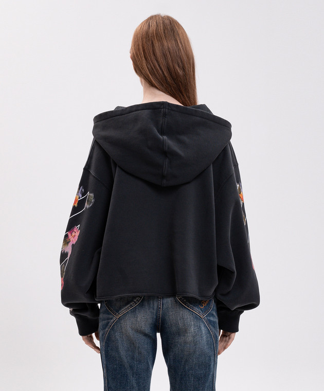 Off-White Серое укороченное худи с принтом 2FE00499T изображение 4