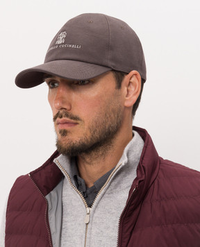 Brunello Cucinelli Коричневая кепка с вышивкой M252D9850