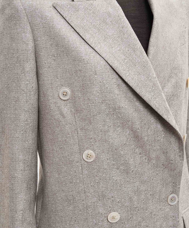 Marco Pescarolo Бежевый двубортный жакет Afrodite из шелка и кашемира AFRODITED5387 изображение 5