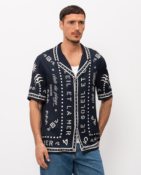 Balmain Синя сорочка з принтом GH0HN130VI80