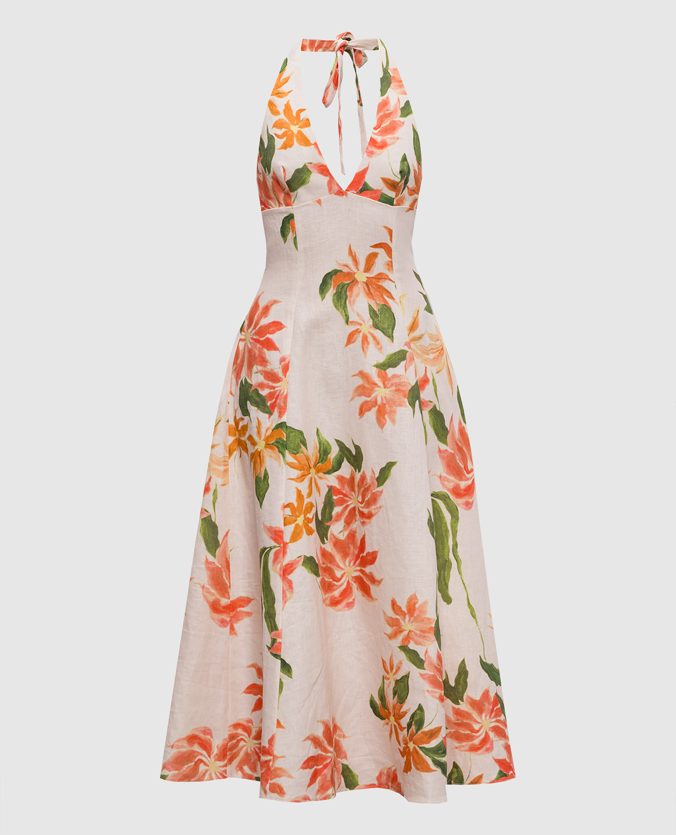 

Белое платье Marais из льна в цветочный принт, Белый, Повседневные платья