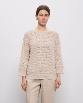 Peserico Бежевий ажурний джемпер з паєтками S99121F0509110
