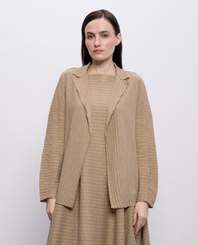 BOBOUTIC Коричневый кардиган из шелка и льна 5027