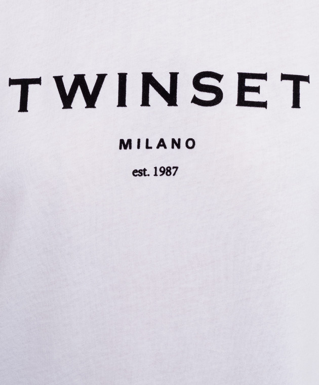 Twinset Белая футболка с фактурным логотипом 262TP2304 изображение 5