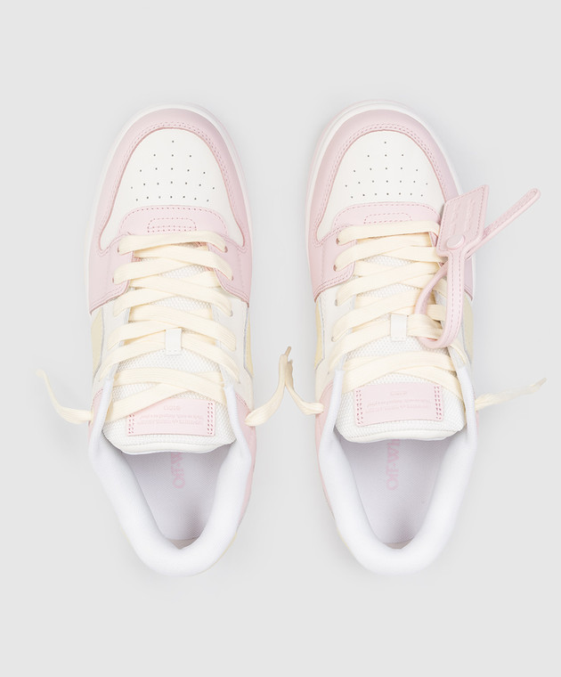 Off-White Дитячі рожеві шкіряні кросівки Out Of Office з логотипом OGIA007S26LEA001 зображення 4