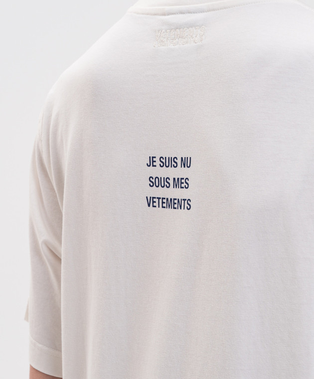 Vetements Футболка кольору айворі з принтом MH27TR173Ww зображення 5