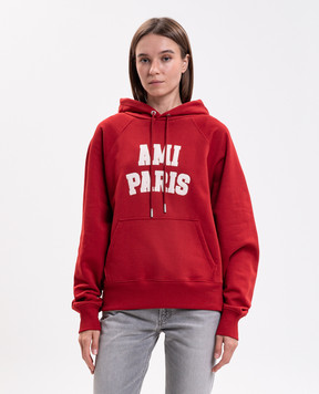 Ami Paris Червоне худі з нашивкою логотипа USW803JE0273w