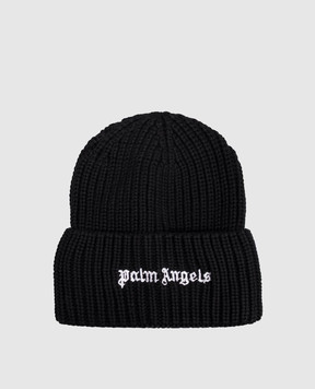 Palm Angels Дитяча чорна шапка з вишивкою логотипа F6PAJBHT226