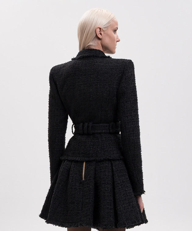 Balmain Чорний твідовий жакет з поясом HF1SI636XM07 зображення 4