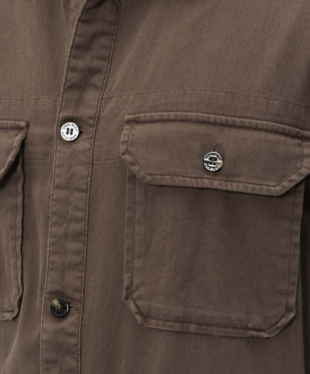 Woolrich Коричнева сорочка з льоном CFWOOS2036MRUT5288 зображення 5