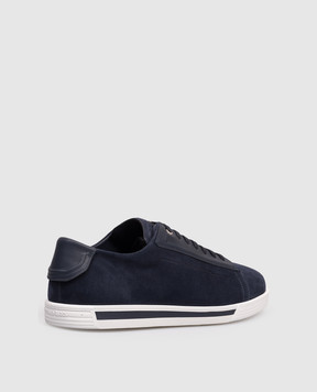 Stefano Ricci Синие замшевые кроссовки с монограммой UV33G5282SDPWY